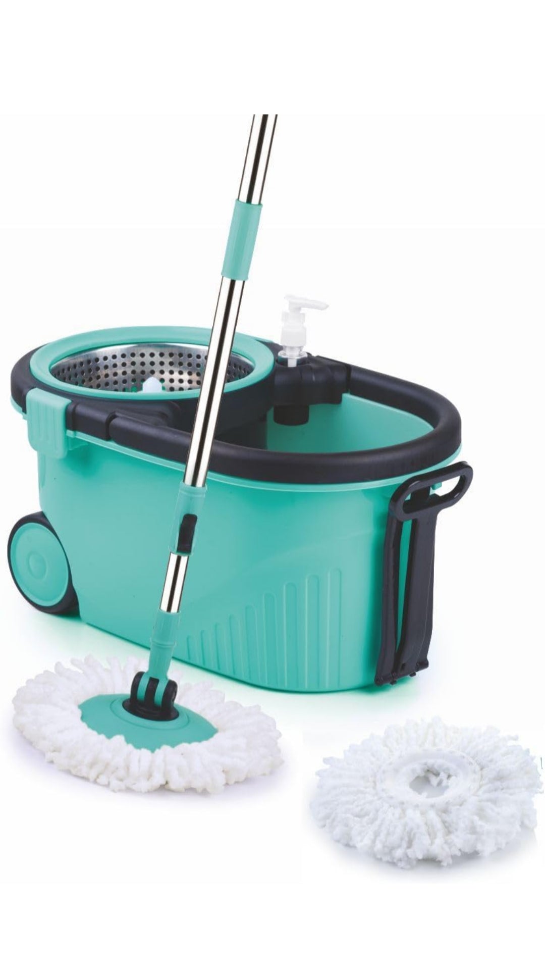 Homeor Stainless Steel Comfort Spin Mop with Big Wheel, Auto-fold Handle, Bucket Floor Cleaning and Mopping System 360° Flexible with 1 Refils, Blue Brand: Homeor
